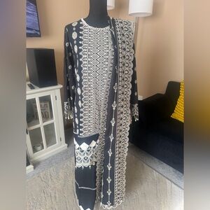 Indian Pakistani Black and White Embroidered Dress